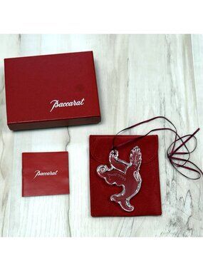 BACCARAT 1999 Crystal 3" Dove Bird Christmas ORNAMENT w/ Pouch Box Paperwork EUC